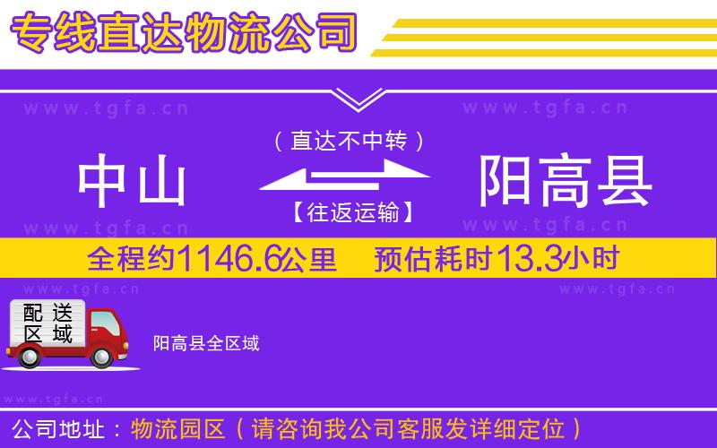 中山到陽高縣物流專線