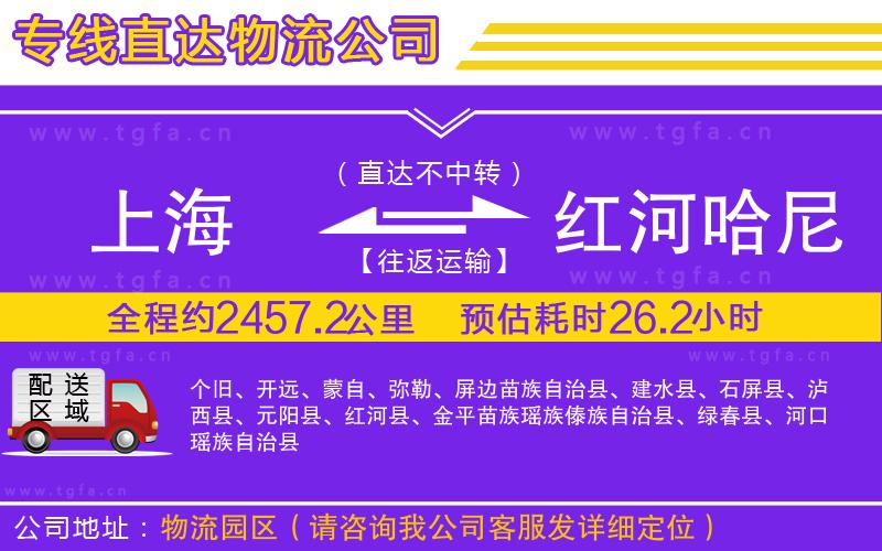 上海到紅河哈尼族彝族自治州物流專線