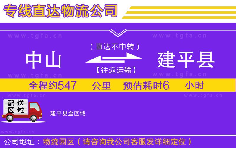 中山到建平縣物流專線
