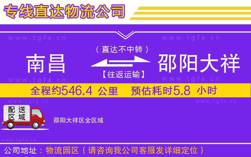 南昌到邵陽(yáng)大祥區(qū)物流專線