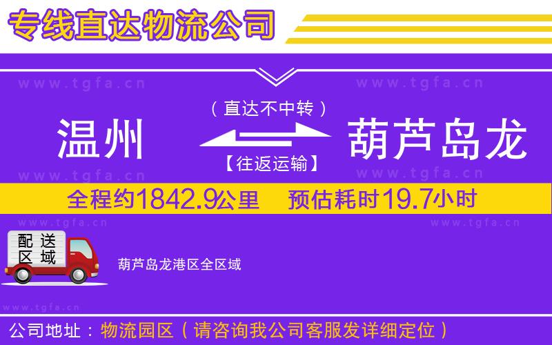 溫州到葫蘆島龍港區(qū)物流專線