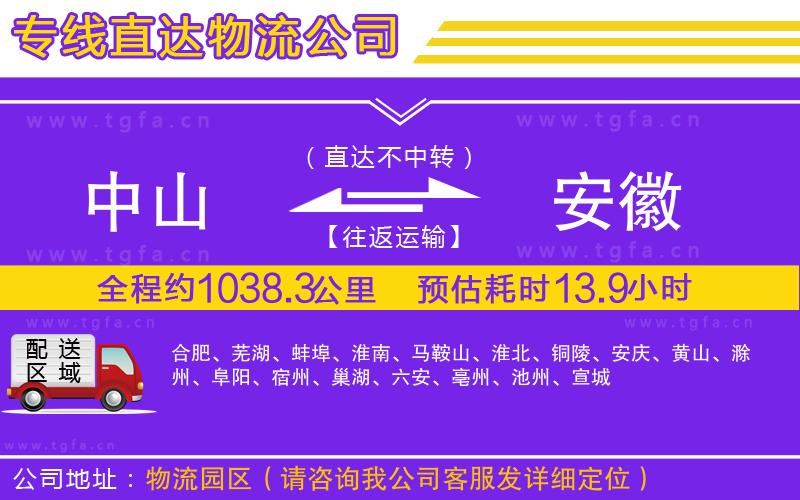 中山到安徽物流專線