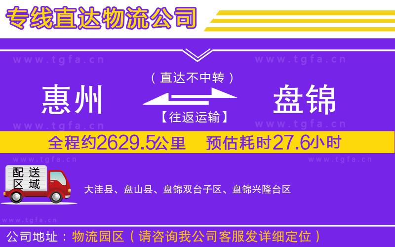 惠州到盤錦物流公司