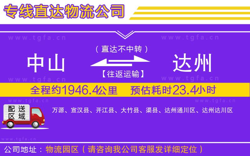 中山到達州物流公司